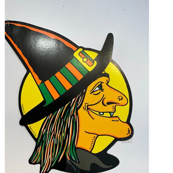 3 vintage Beistle paper Halloween die cut decorations witchs and owl - Picture 4 of 10